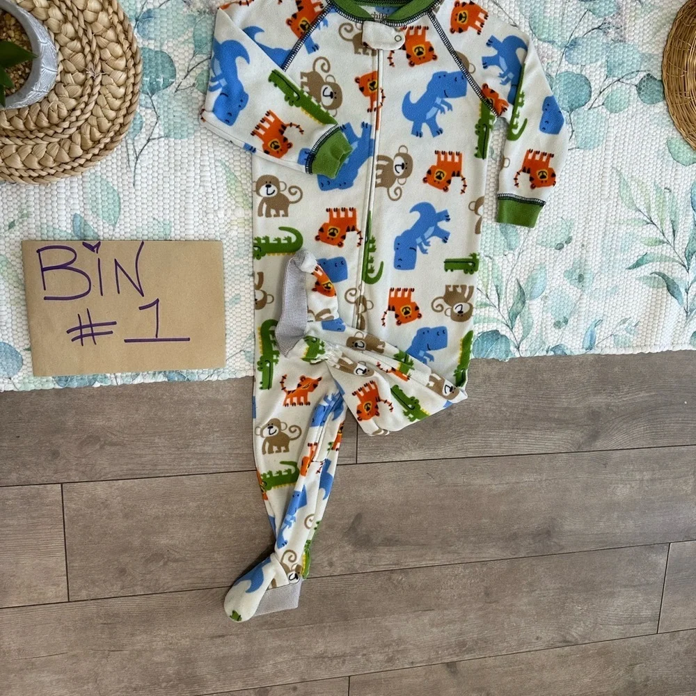Carter’s Baby Toddler Boy Safari Animal Print Zip Footie One Piece Pajamas 24 M